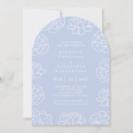 Elegante blauwe minimale botanische trouwuitnodigi kaart