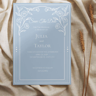 Elegante Blauwe Minimale Save the Date Kaart
