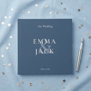 Elegante Blauwe Minimalistische ampersand Bruiloft Gastenboek