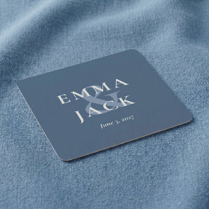 Elegante Blauwe Minimalistische ampersand Huwelijk Kartonnen Onderzetters