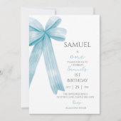 Elegante blauwe minimalistische boog eerste verjaa kaart (Voorkant)