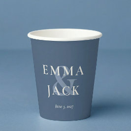 Elegante Blauwe Minimalistische et-teken Huwelijk Papieren Bekers