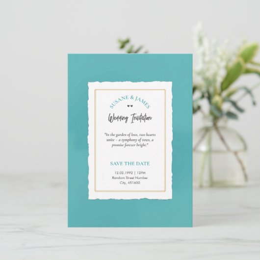 Elegante Blauwe Minimalistische Luxe Uitnodiging (Staand voorkant)