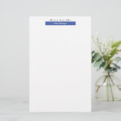 Elegante Blauwe Minimalistische Ontwerpstijl Briefpapier (Staand voorkant)
