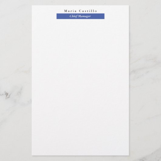 Elegante Blauwe Minimalistische Ontwerpstijl Briefpapier (Voorkant)