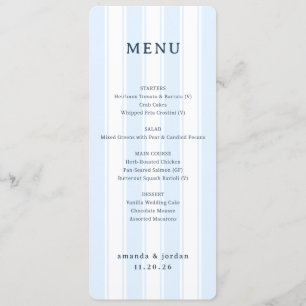 Elegante Blauwe Minimalistische Trouwmenu Menu