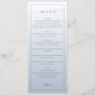 Elegante Blauwe Minimalistische Trouwmenu Menu