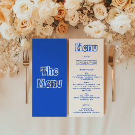Elegante Blauwe Minimalistische Trouwreceptie Menu