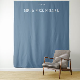 Elegante Blauwe Minimalistische Typografische Wandkleed
