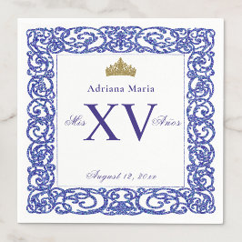 Elegante blauwe Mis XV Quinceanera servetten