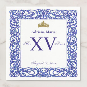 Elegante blauwe Mis XV Quinceanera servetten