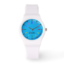 Elegante blauwe moderne minimalistische naam op he horloge
