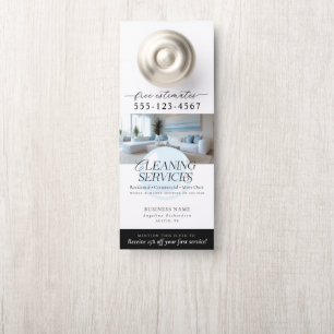 Elegante Blauwe Moderne Schoonmaakdiensten Deurhanger