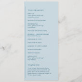 Elegante Blauwe Moderne Trouwkaart Programmakaart (Achterkant)