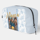 Elegante Blauwe Moederdag Bijbelvers Foto Toilettasje (Rechterhoek)