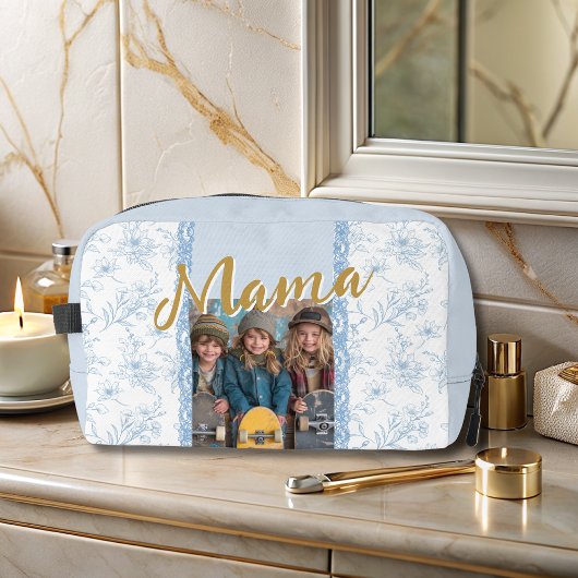 Elegante Blauwe Moederdag Bijbelvers Foto Toilettasje