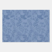 Elegante Blauwe Monochroom Rustieke Winter Botanic Inpakpapier Vel (Voorkant 3)