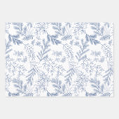 Elegante Blauwe Monochroom Rustieke Winter Botanic Inpakpapier Vel (Voorkant)