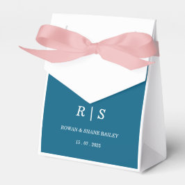 Elegante blauwe monogram bruiloft favorieten doos bedankdoosjes