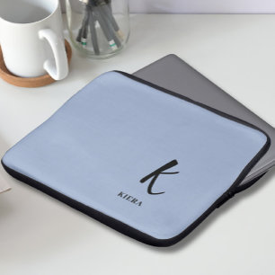 Elegante blauwe monogram laptophoes laptop sleeve
