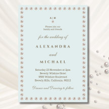 Elegante Blauwe Monogram Parel bruiloft