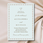 Elegante Blauwe Monogram Parel bruiloft Kaart