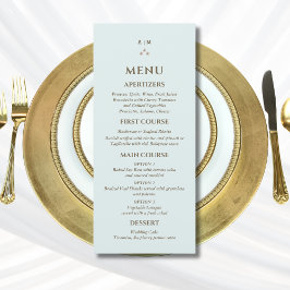 Elegante Blauwe Monogram Parel Christelijke Trouwm Menu