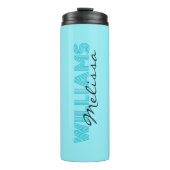 Elegante blauwe monogram thermosbeker (Voorkant)