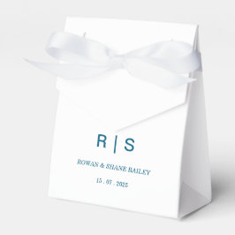 Elegante blauwe monogram trouwgunstdoos bedankdoosjes
