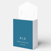 Elegante blauwe monogram trouwgunstdoos bedankdoosjes (Geopend)