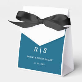 Elegante blauwe monogram trouwgunstdoos bedankdoosjes