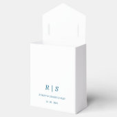 Elegante blauwe monogram trouwgunstendoos bedankdoosjes (Geopend)