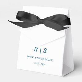 Elegante blauwe monogram trouwgunstendoos bedankdoosjes