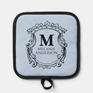 Elegante Blauwe Monogram Wapenschild  Pannenlap