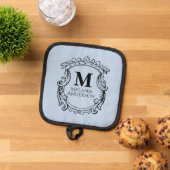 Elegante Blauwe Monogram Wapenschild  Pannenlap (Top down)