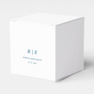 Elegante Blauwe Monogram Wedding Favoriet Box Bedankdoosjes