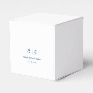 Elegante Blauwe Monogram Wedding Favoriet Box Bedankdoosjes