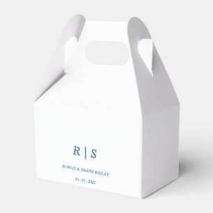 Elegante Blauwe Monogram Wedding Favoriet Box Bedankdoosjes