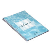 Elegante Blauwe Monogram Zwemtraining Notitieboek (Rechterzijde)