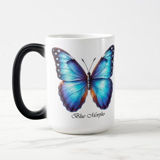 Elegante Blauwe Morpho Vlinder Wrap  Magische Mok (Links)
