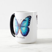 Elegante Blauwe Morpho Vlinder Wrap  Magische Mok (Voorkant links)