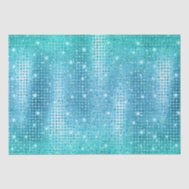 Elegante Blauwe Mozaïek Metallic Glitter Patroon Tissuepapier