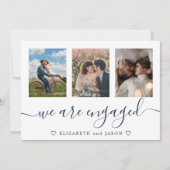 Elegante blauwe multiphoto Aankondiging verloofd (Voorkant)