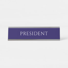 Elegante blauwe naamplaat voor de president