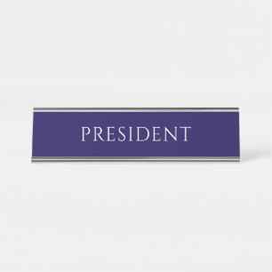 Elegante blauwe naamplaat voor de president