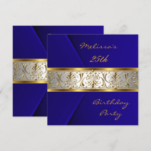 Elegante blauwe namaakfluwelen gouden rand 25ste kaart