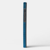 Elegante Blauwe Nep Geborsteld Metaal Monogram Case-Mate iPhone Case (Achterkant / Links)