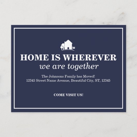 Elegante Blauwe Nieuw Thuis Komende Aankondiging (Voorkant)