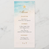 Elegante Blauwe Oceaan Zeester Trouw Menu (Voorkant)