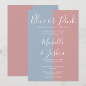 Elegante blauwe of roze gender reveal party kaart (Voorkant / Achterkant)